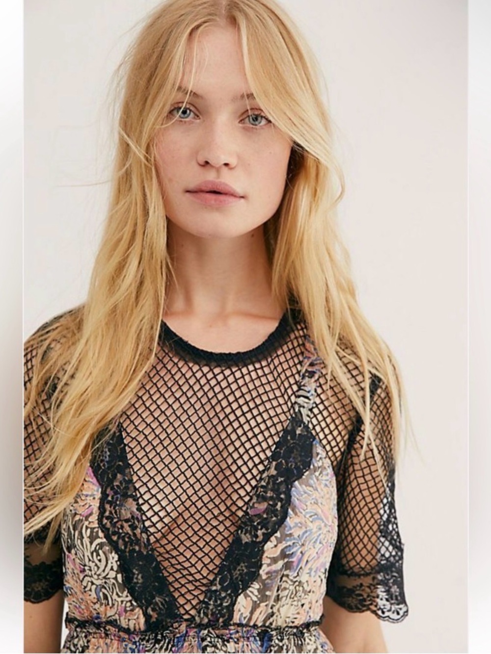 Free People Friar Park Sheer Floral Maxi Dress with Black Mesh Back Small - Picture 3 of 4